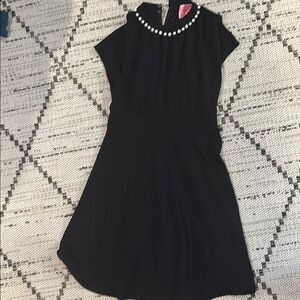 Kate Spade Black Mini Dress with Pearl Details